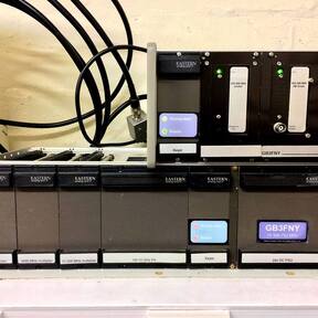 GB3FNY 432MHz & 10GHz hardware ready to go in a rack.